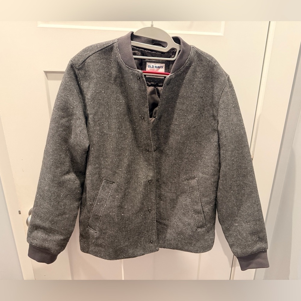 Old Navy Heritage Bomber Jacket Heather Gray Size Small